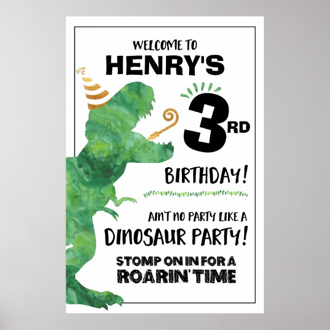 Dinosaur Birthday Welcome Sign Poster (Vorne)