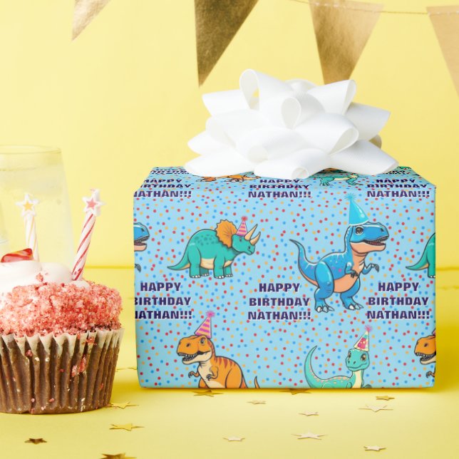 Dinosaur Birthday Wrapping Paper Geschenkpapier (Geburtstagsparty)