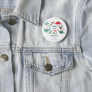 Dinosaur blau Baby Shower werdende Mutter Party Button
