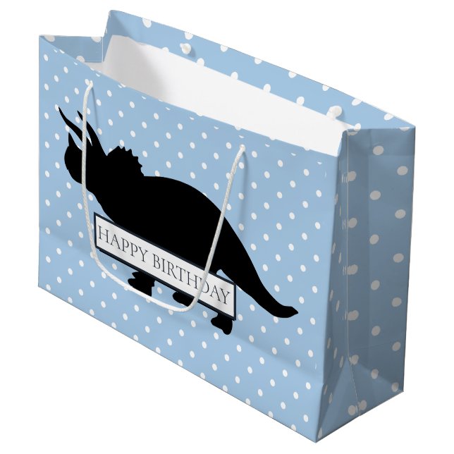 Dinosaur Blue Poker Muster Große Boy Bag Große Geschenktüte (Vorderseite Schrägansicht)