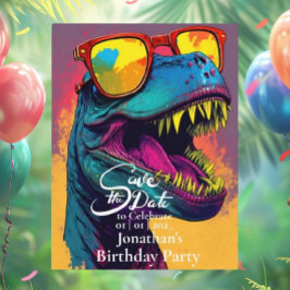 Dinosaur Blue T-Rex Save the Date Postkarte