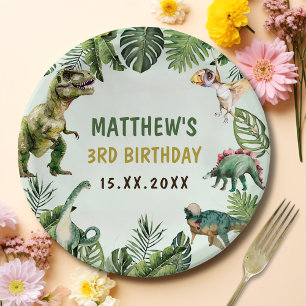 Dinosaur Boy 3. Geburtstag Party Pappteller