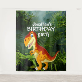 Dinosaur Boy BIRTHDAY Hintergrund Wandteppich