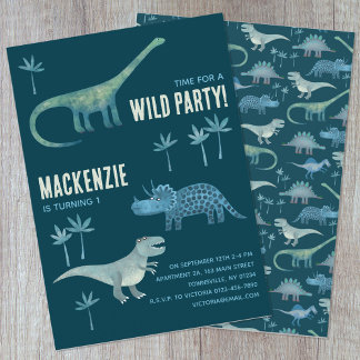 Dinosaur Boys Kindergeburtstag Party Dark Einladung