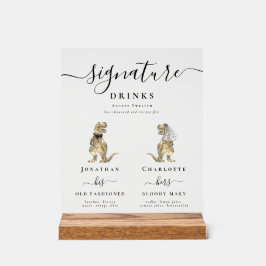 Dinosaur Bride and Groom Signature Drinks Wedding