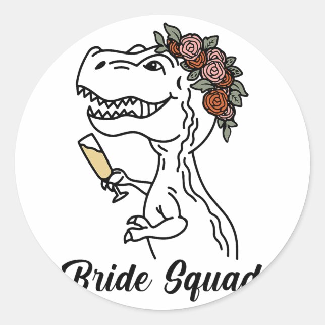 Dinosaur Bride Squad Bridesmaid Junggeselinnen-Abs Runder Aufkleber (Vorderseite)