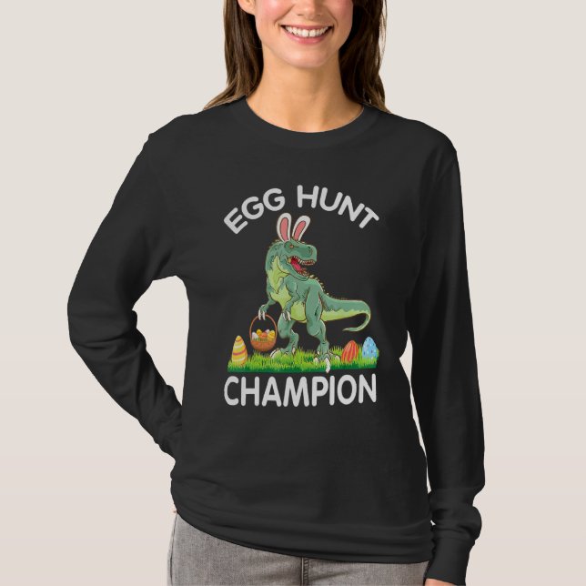 Dinosaur Bunny Jagd Ostereier Champion T-Shirt (Vorderseite)