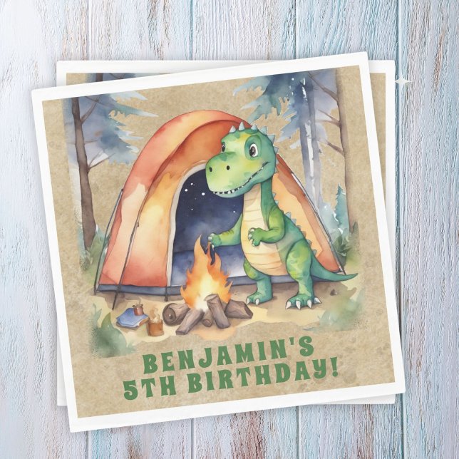 Dinosaur Camping-Geburtstagsfeier Serviette (Von Creator hochgeladen)