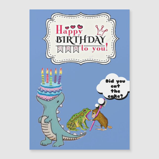 Dinosaur Card /Funny birthday card/ Magnetkarte (Vorderseite)
