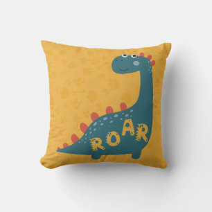 Dinosaur Cartoon Gelb Blau Brüllen Kinderzimmer De Kissen