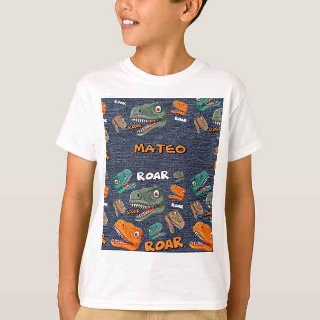 Dinosaur Cartoon Pattern for Kids T-Shirt (Vorderseite)