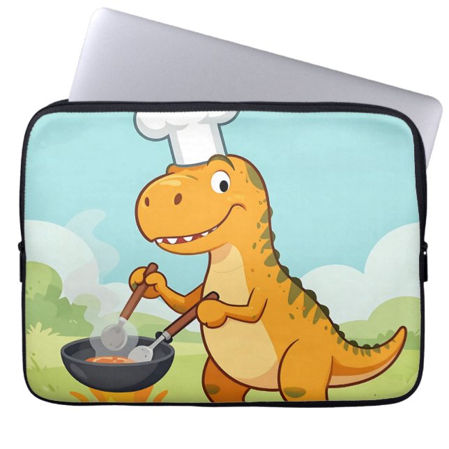Dinosaur Chef Cooking Funny Laptopschutzhülle (Vorderseite)