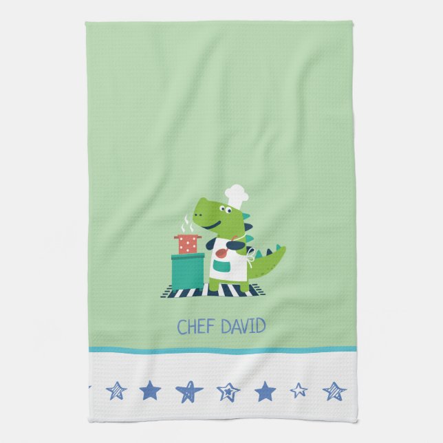 Dinosaur Chef Kitchen Towel Geschirrtuch (Vertikal)