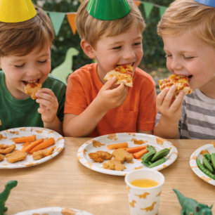 Dinosaur Chicken Nuggets Spielvolle Drehung Spaß K Pappteller