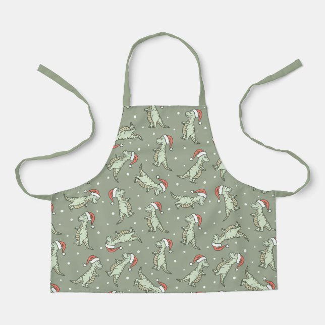Dinosaur Christmas Boy Santa Claus Dino T-Rex Sage Schürze (Vorderseite)