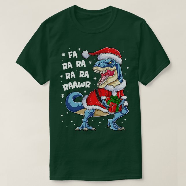 Dinosaur Christmas Fa Ra Ra Rawr T rex Santa Boys T-Shirt (Design vorne)