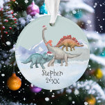 Dinosaur Christmas Jurassic Watercolor Name Ornament<br><div class="desc">Dieses Design kann in dem Bereich personalisiert werden, der durch das Ändern des Fotos und/oder Textes zur Verfügung gestellt wird. Sie können auch angepasst werden, indem Sie auf Vorlage personalisieren klicken und dann auf die Schaltfläche klicken, um weitere Optionen anzupassen, um die Hintergrundfarbe zu löschen oder zu ändern, Text hinzuzufügen,...</div>
