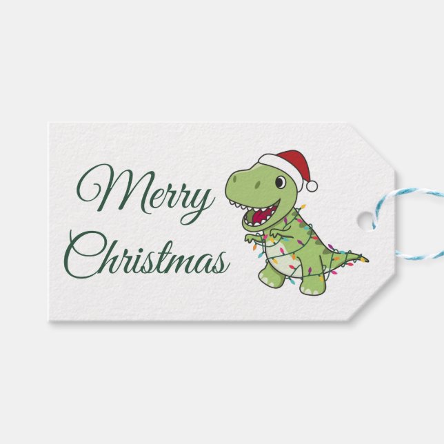 Dinosaur Christmas Snow Winter T-Rex Dino Adult Cl Geschenkanhänger (Vorderseite (Horizontal))
