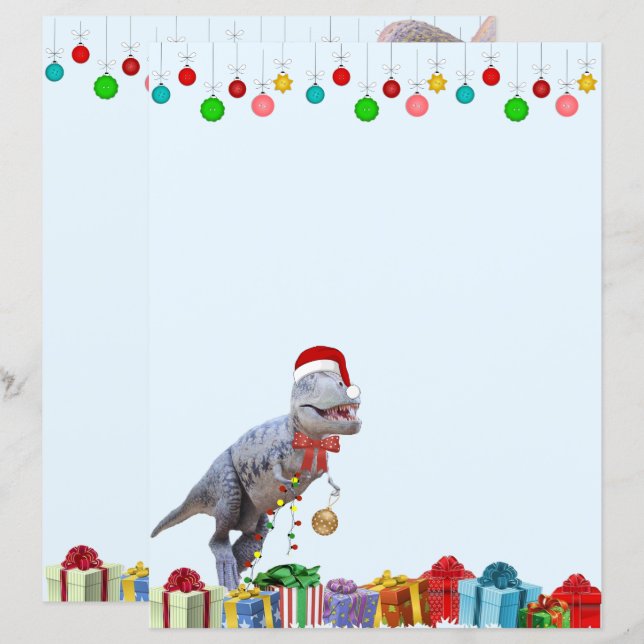 Dinosaur Christmas Stationary (Vorne/Hinten)