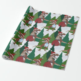 Dinosaur Christmas T-Rex Santa Geschenkpapier