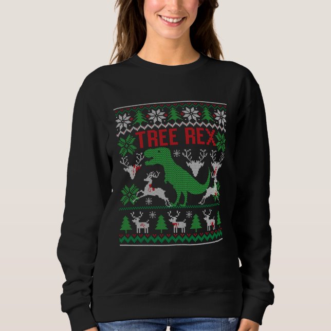 Dinosaur Christmas Tree  Christmas Sweatshirt (Vorderseite)
