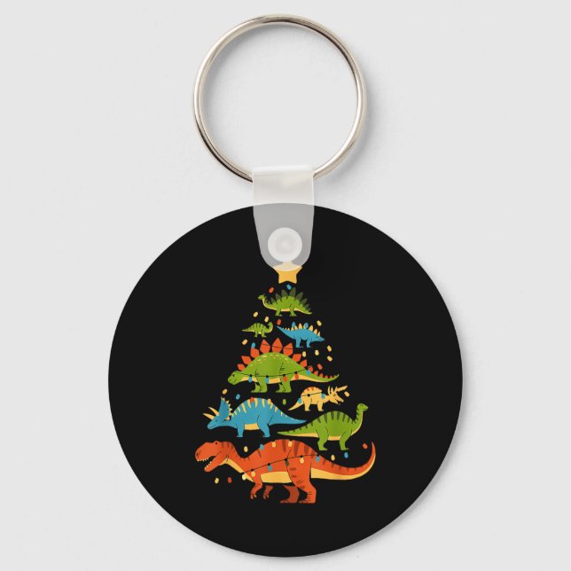 Dinosaur Christmas Tree Dino Trex Dinosaur Lover C Schlüsselanhänger (Vorderseite)