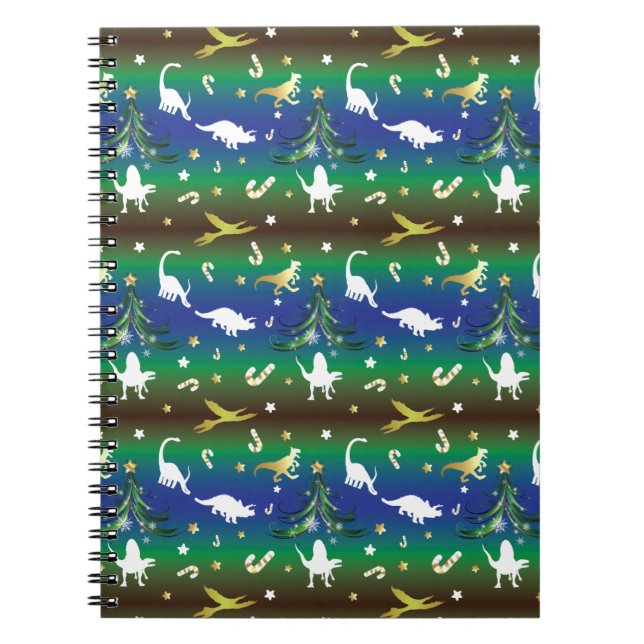Dinosaur Christmas Tree Notizblock (Vorderseite)