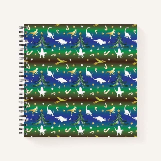 Dinosaur Christmas Tree Notizbuch (Vorderseite)