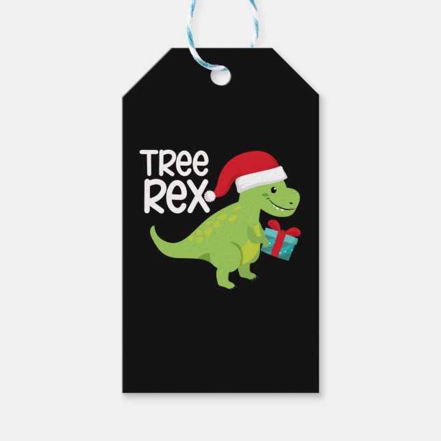Dinosaur Christmas Tree Rex Geschenkanhänger (Vorderseite)