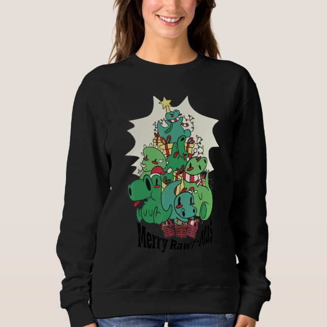 Dinosaur Christmas Tree Rex Idea Kids & Dino Xmas  Sweatshirt (Vorderseite)