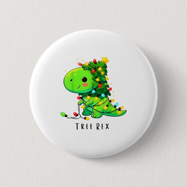 Dinosaur Christmas Tree Rex Pajamas Men Boys Xmas  Button (Vorderseite)