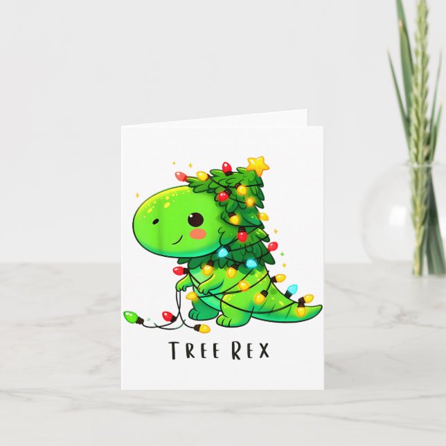 Dinosaur Christmas Tree Rex Pajamas Men Boys Xmas  Karte (Vorderseite)
