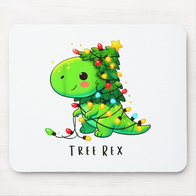 Dinosaur Christmas Tree Rex Pajamas Men Boys Xmas  Mousepad (Vorne)