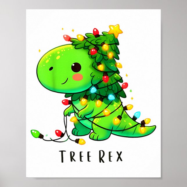Dinosaur Christmas Tree Rex Pajamas Men Boys Xmas  Poster (Vorne)