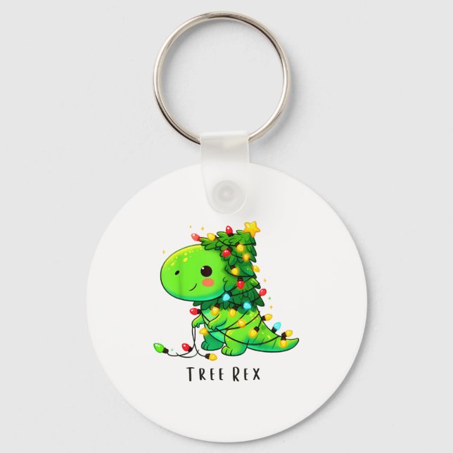 Dinosaur Christmas Tree Rex Pajamas Men Boys Xmas  Schlüsselanhänger (Vorderseite)