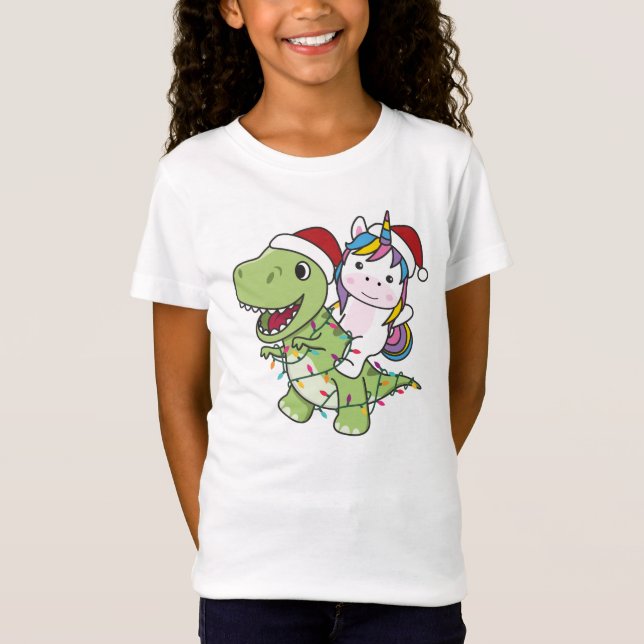 Dinosaur Christmas Unicorn Winter T-Rex Dino T-Shirt (Vorderseite)
