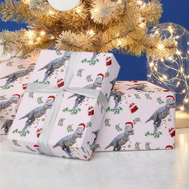 Dinosaur Christmas Wrapping Paper Roll Geschenkpapier