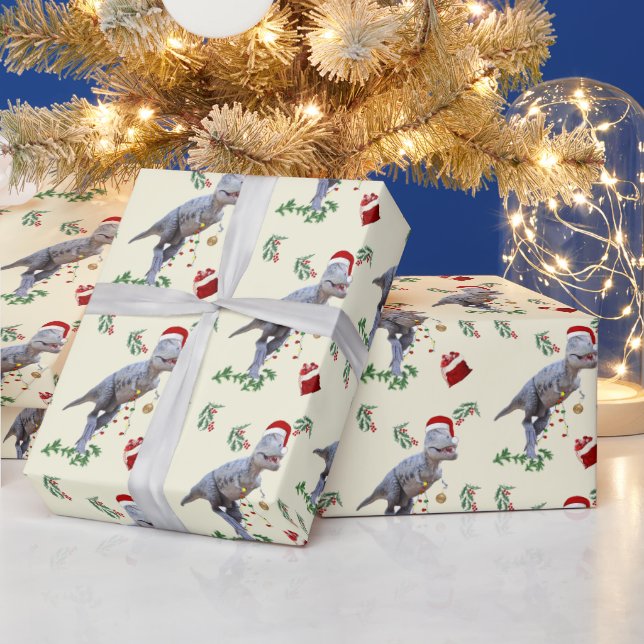 Dinosaur Christmas Wrapping Paper Roll Geschenkpapier (Feiertage)