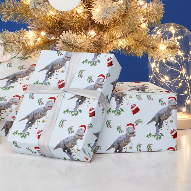 Dinosaur Christmas Wrapping Paper Roll Geschenkpapier (Feiertage)
