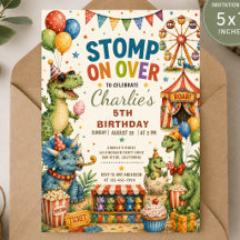 Dinosaur Circus Popcorn Geburtstagseinladung