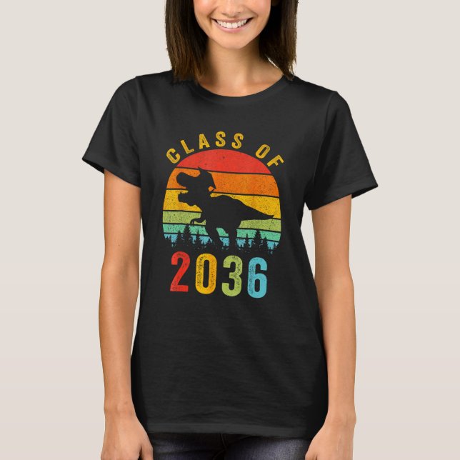 Dinosaur Class Of 2036 First Day Kindergarten Boys T-Shirt (Vorderseite)