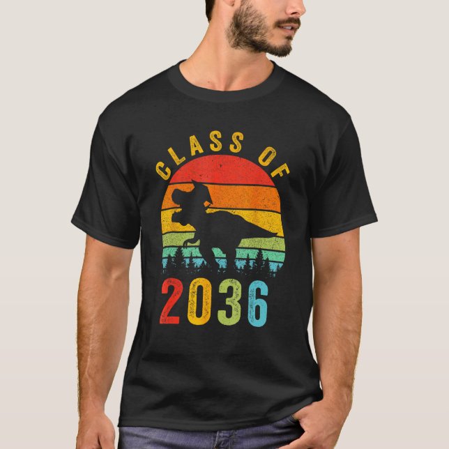 Dinosaur Class Of 2036 First Day Kindergarten Boys T-Shirt (Vorderseite)