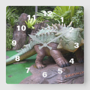 Dinosaur Clock Quadratische Wanduhr