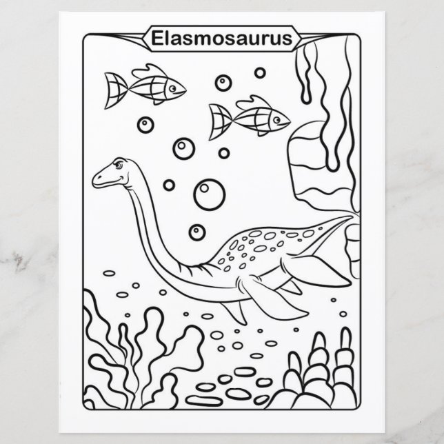Dinosaur Coloring Page - Elasmosaurus (Vorderseite)