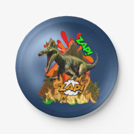 Dinosaur Comic art vulcano zap prähistorisches Tie Pappteller