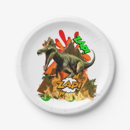 Dinosaur Comic art vulcano zap prähistorisches Wei Pappteller