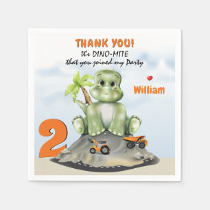 Dinosaur Construction Boy Birthday Serviette