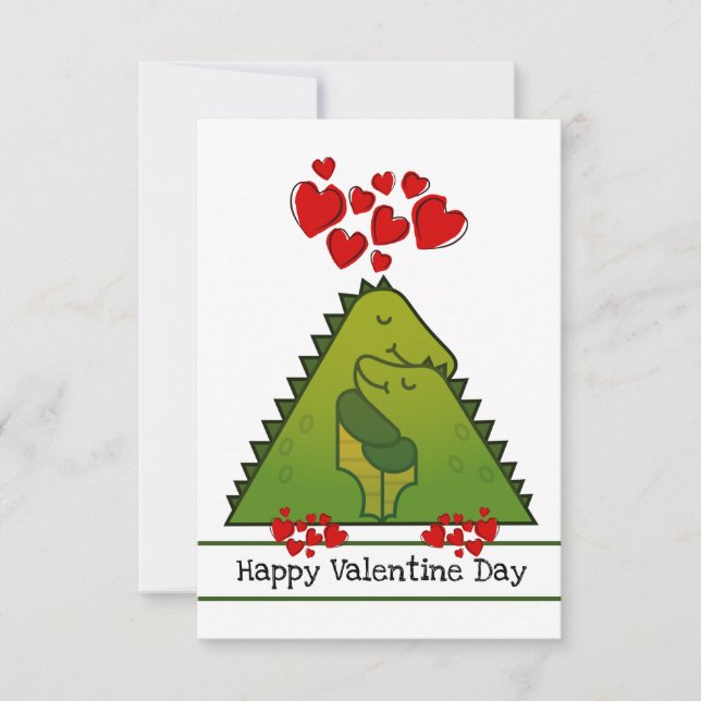 Dinosaur Couple Valentine Card Dankeskarte (Vorderseite)