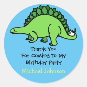 Dinosaur Custom Boy Name Birthday Danke Ihnen für Runder Aufkleber