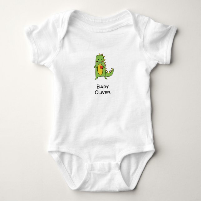 dinosaur customised baby boy baby grow baby strampler (Vorderseite)